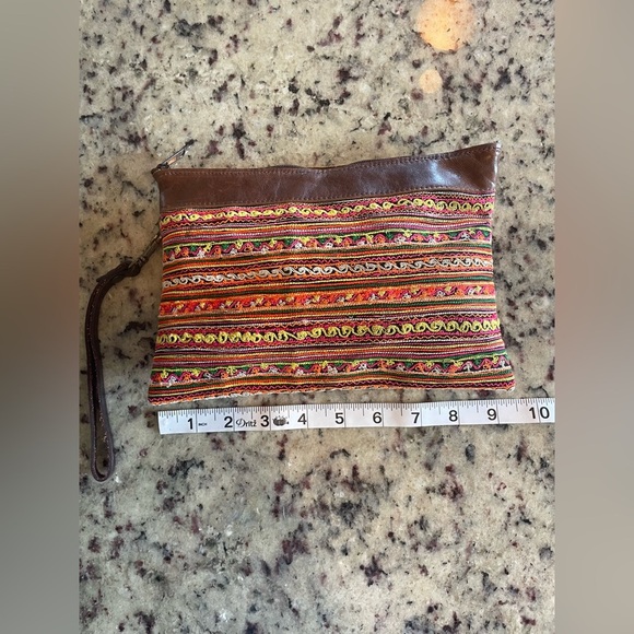 Anthropologie Leather embroidered wristlet - Picture 3 of 5
